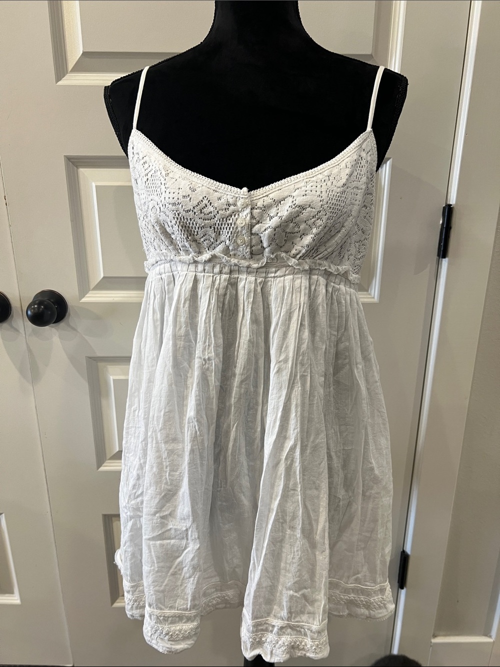 JFW White Lace Babydoll Sundress/Tunic Sz M 100% Cotton